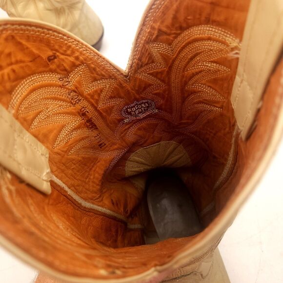 Mens Vintage Nocona Red Label Bone Color Exotic Cowboy Boots 9 D USA Made main image 5